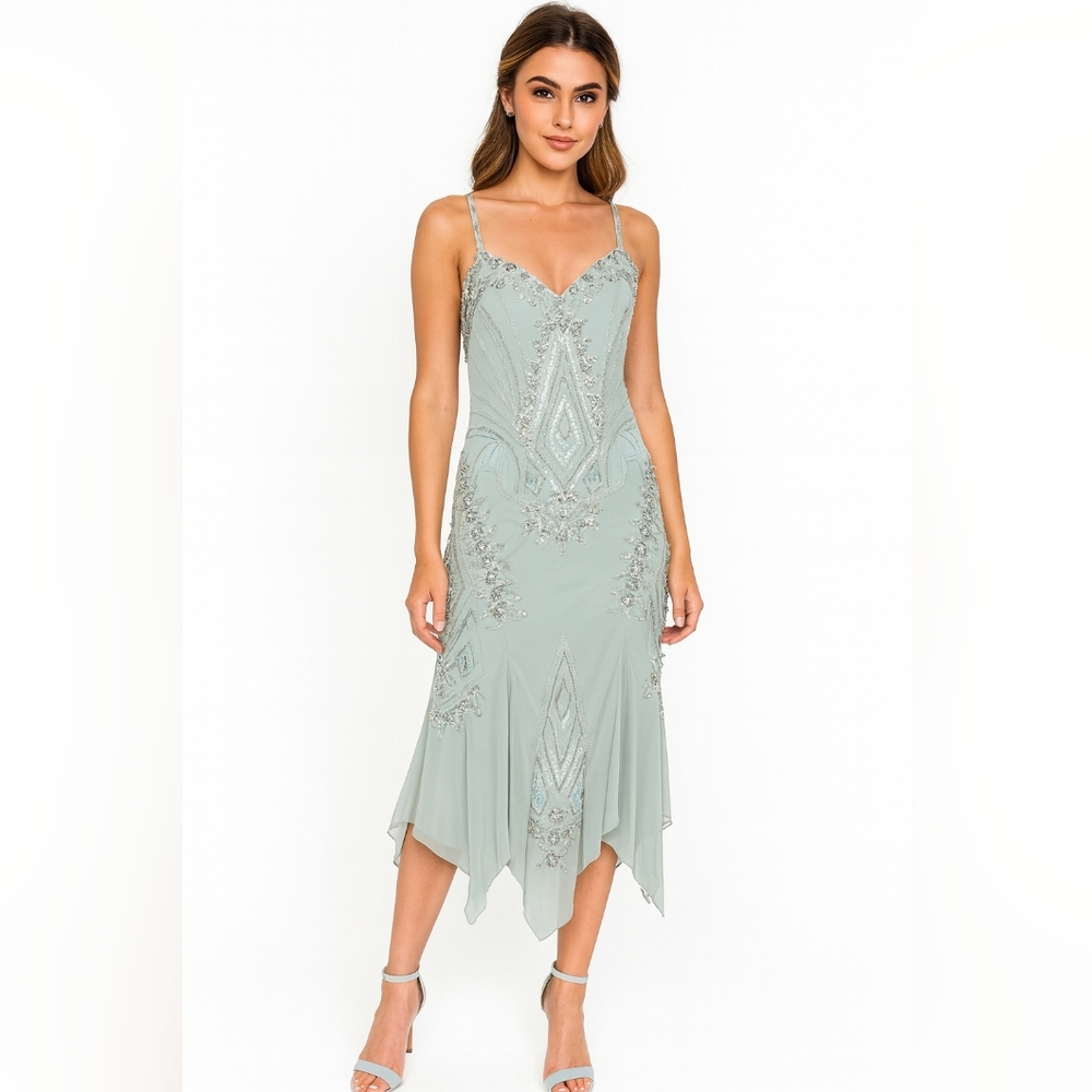Sue Wong Light Blue Embellished Dress